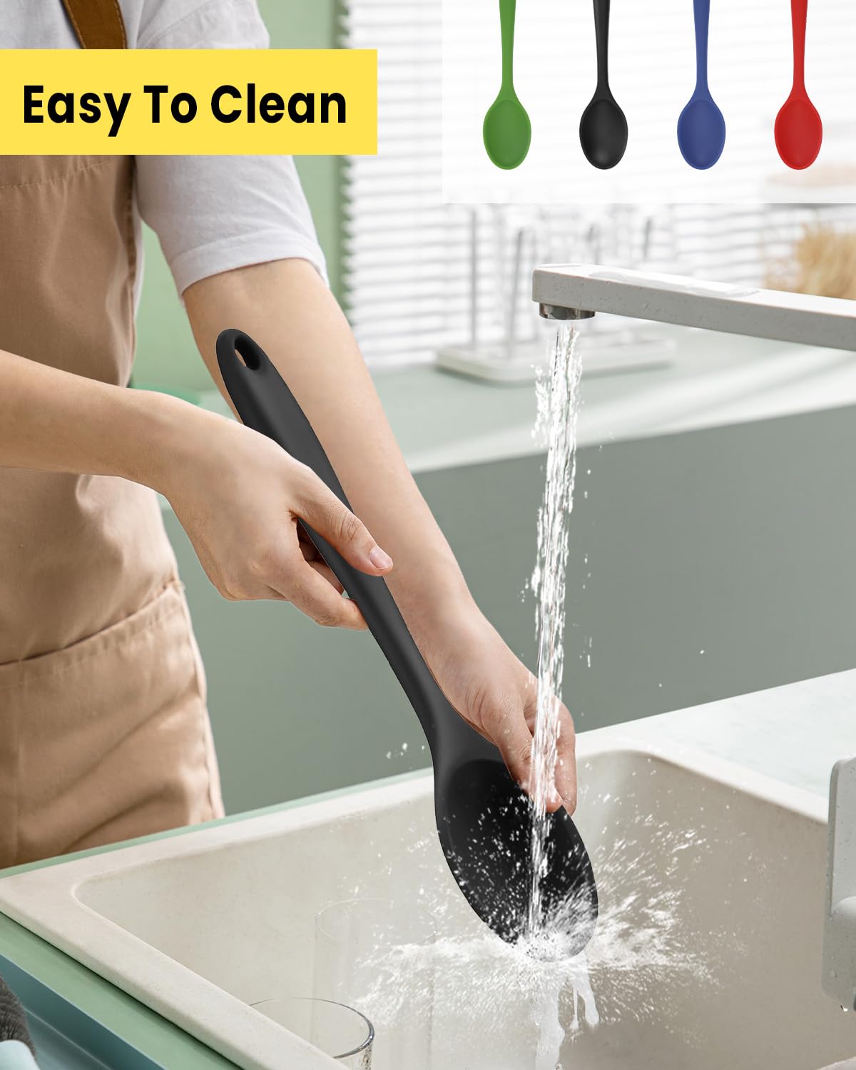 HSDJLXZ large silicone spoons nonstick friendly cookware