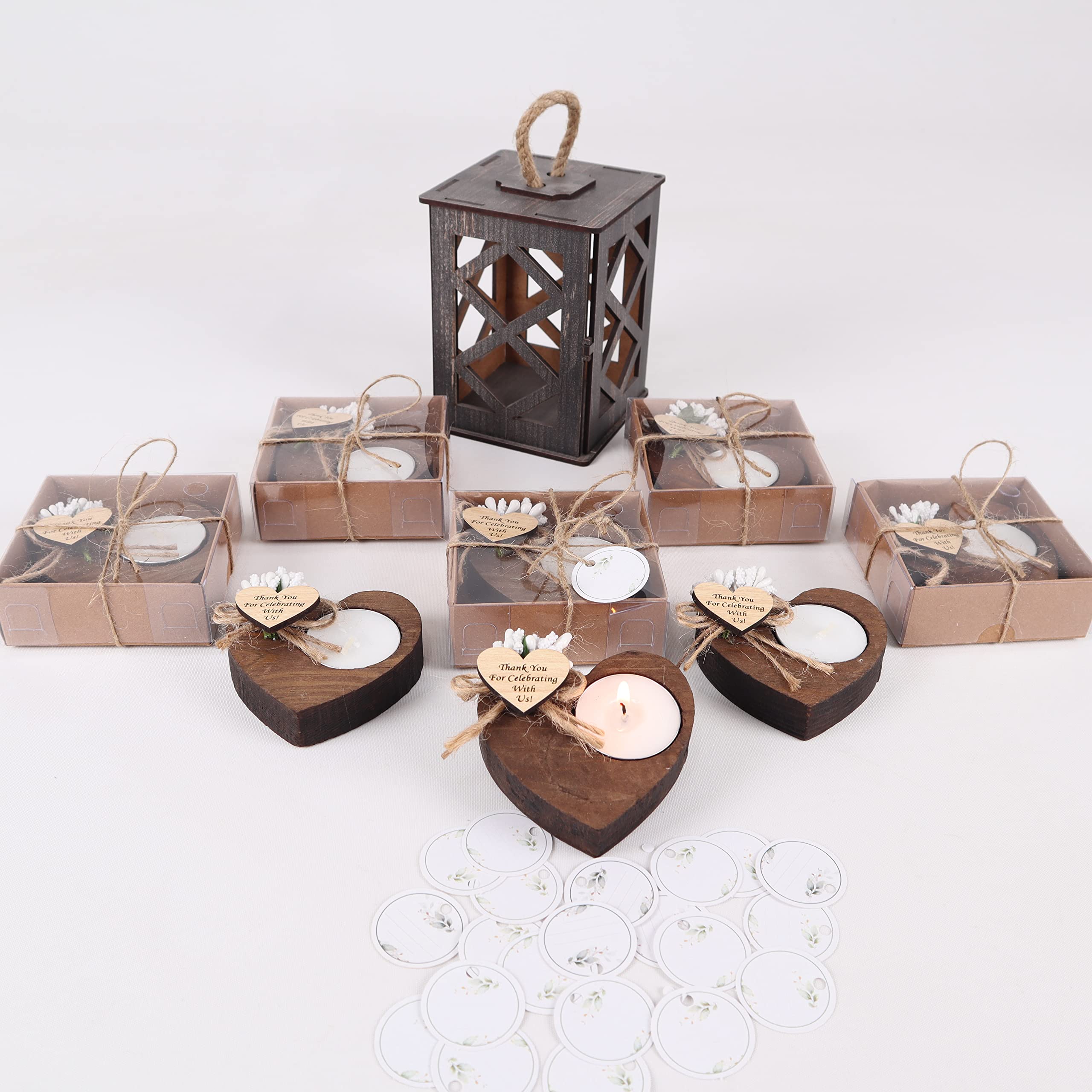 HTF pack of 10 wooden tealight holders for guests