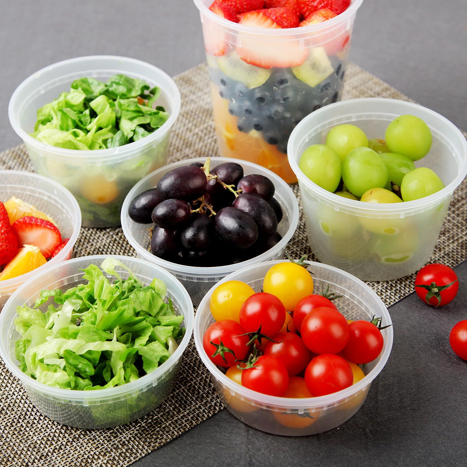 Bulk pack of 48 deli containers with lids