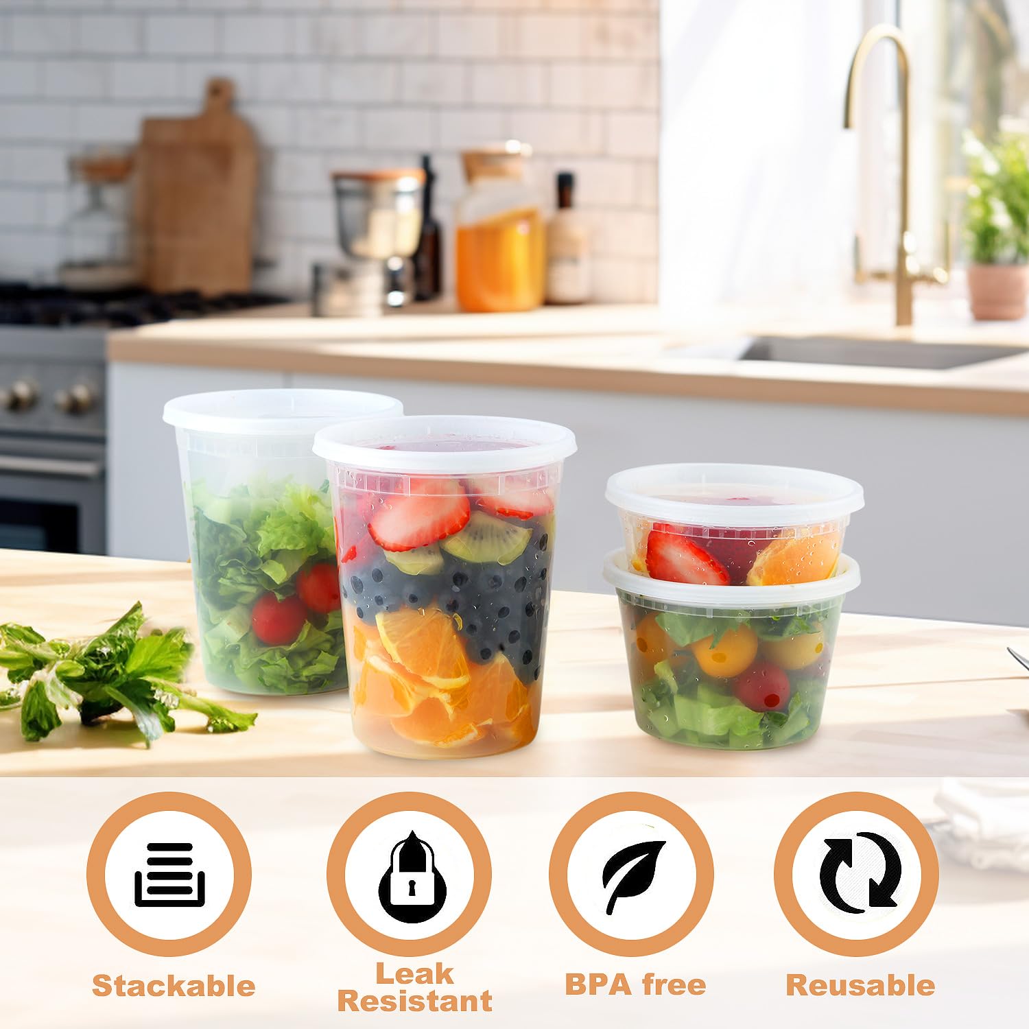 Stackable HTMZ deli containers for storage