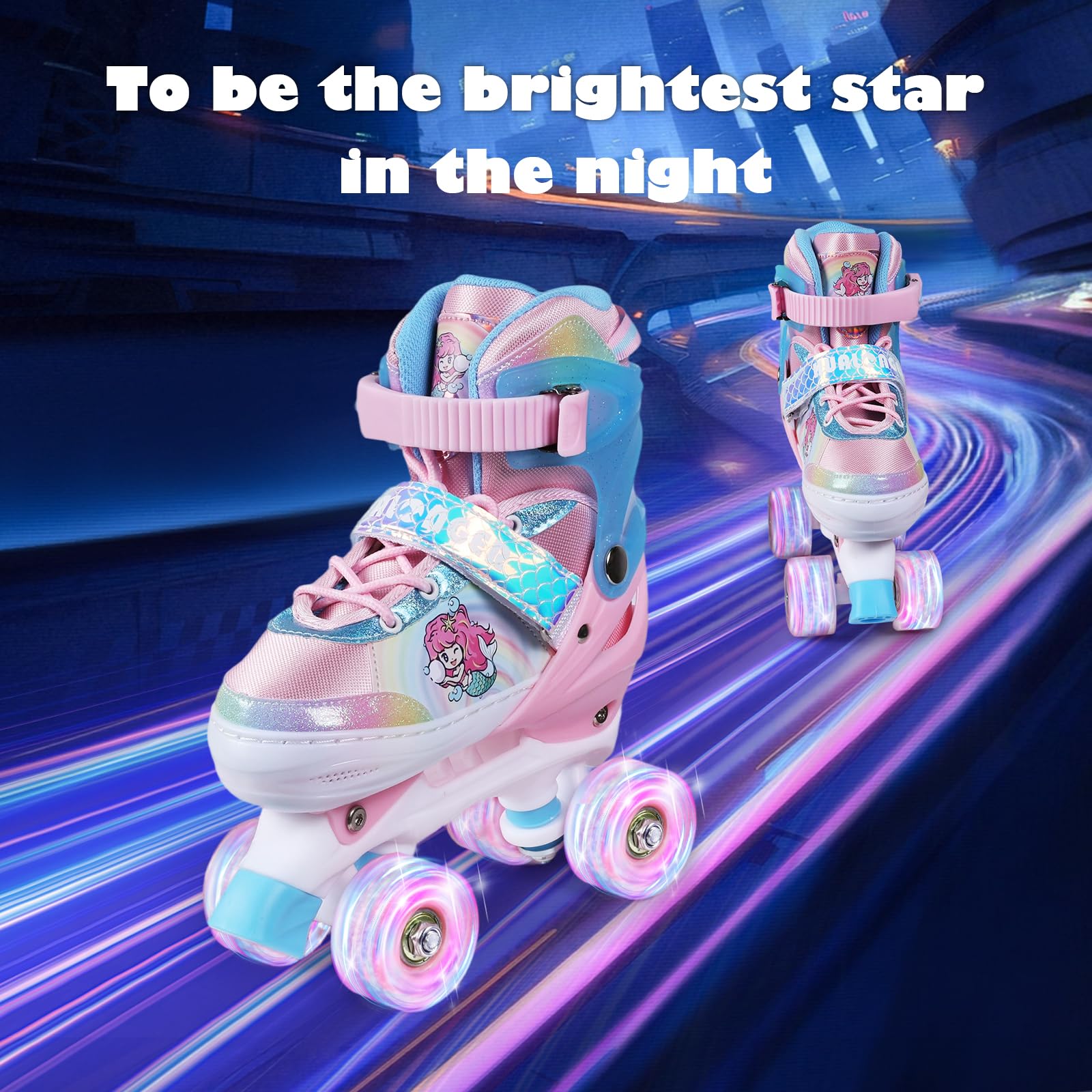 PU wheels and high quality bearings on kids skates