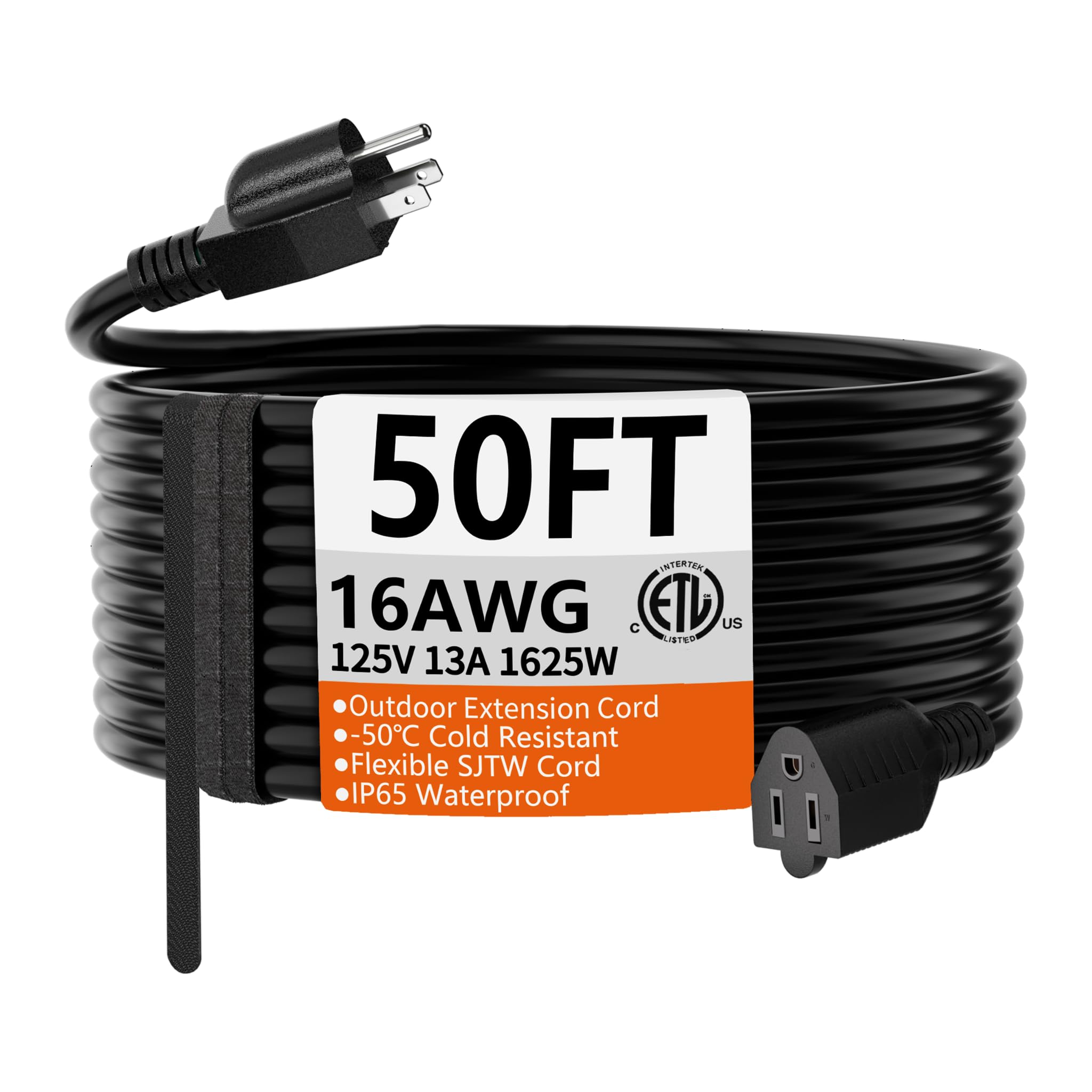 HUANCHAIN 50 ft black outdoor extension cord 16 AWG