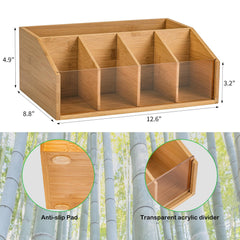 Bamboo and acrylic coffee bar organizer for tea pods creamer syrup
