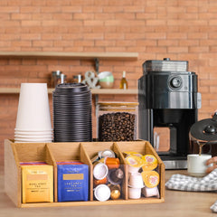Anti-slip pads on corners for bamboo coffee organizer