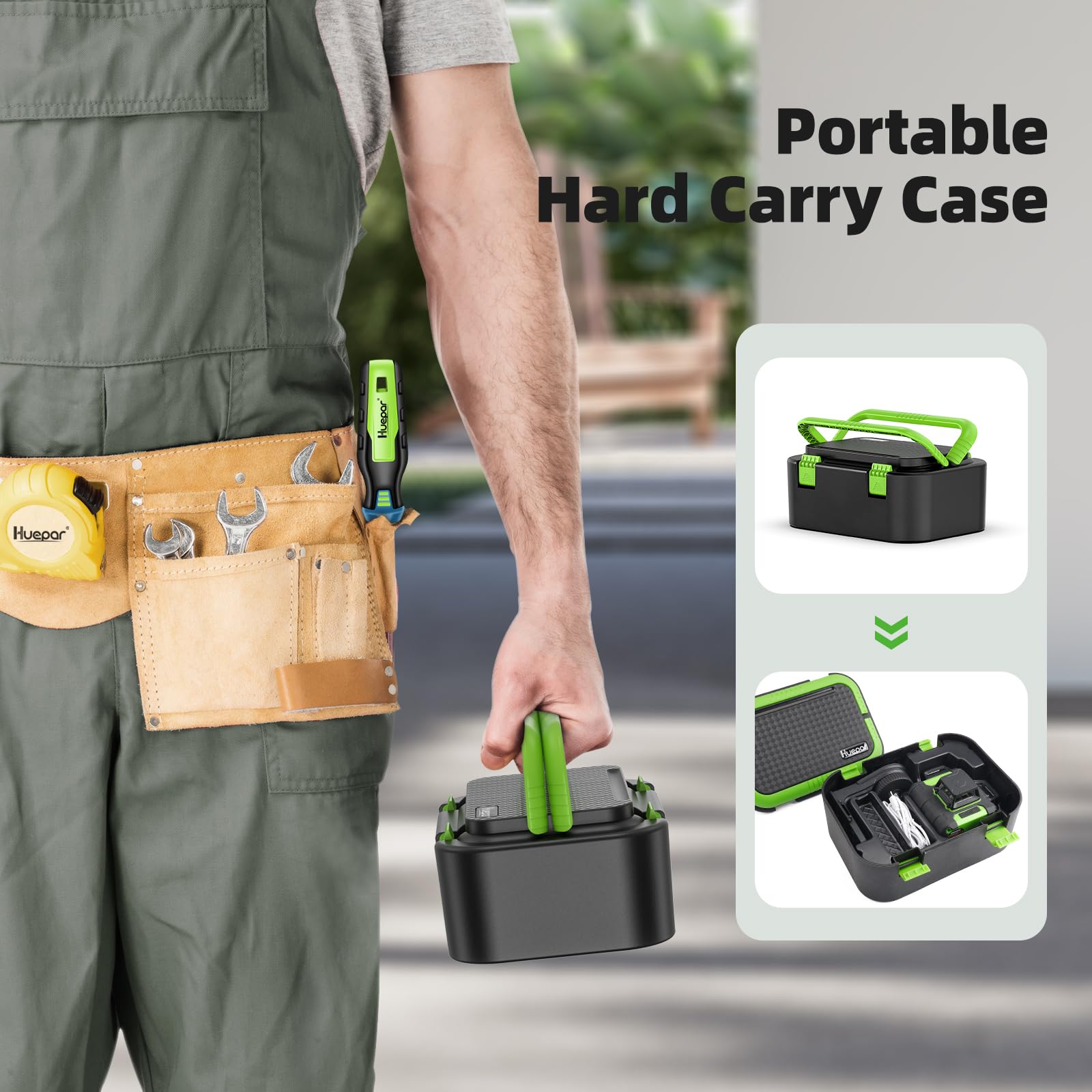 Kit contents HM03CG laser level and accessories