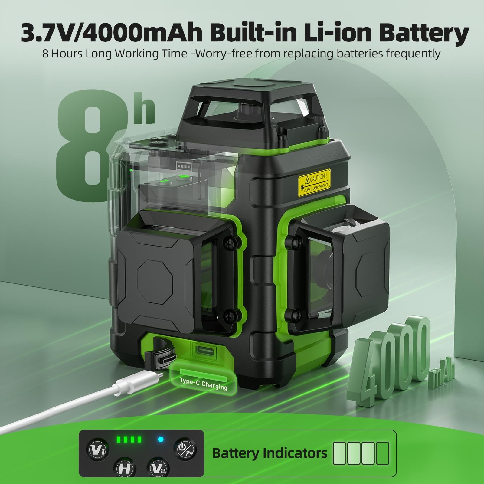 Rechargeable Huepar green laser level Type-C charger