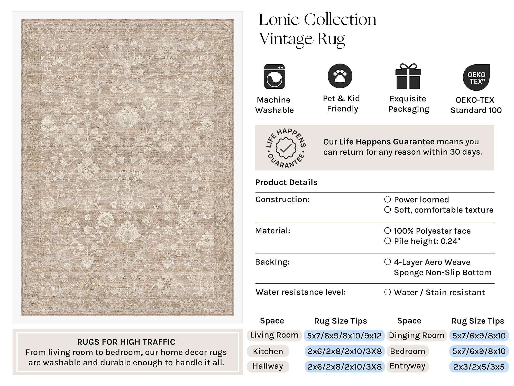 HUGEAR spill resistant microfiber rug