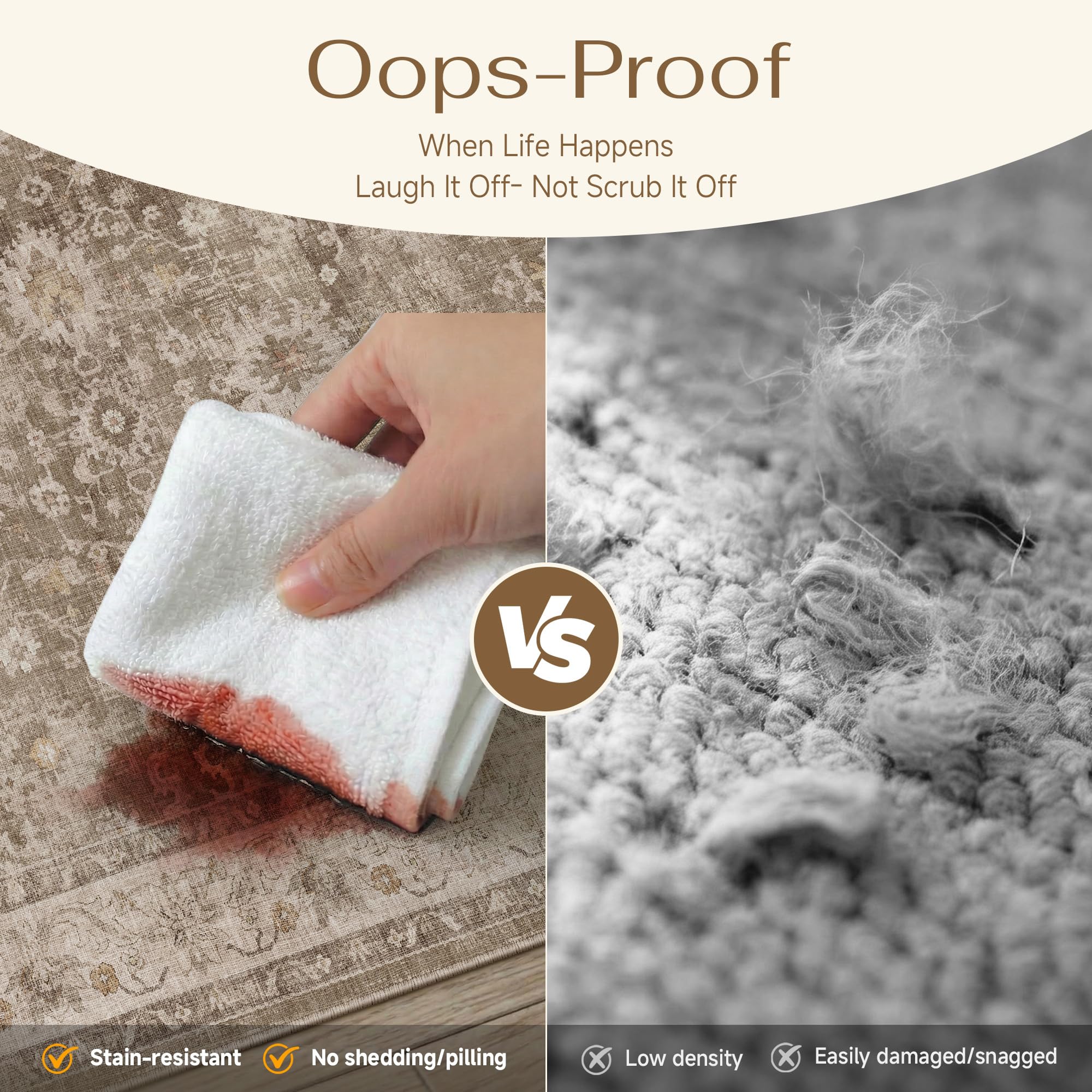 Anti-slip backing on HUGEAR 8x10 rug on hardwood floor