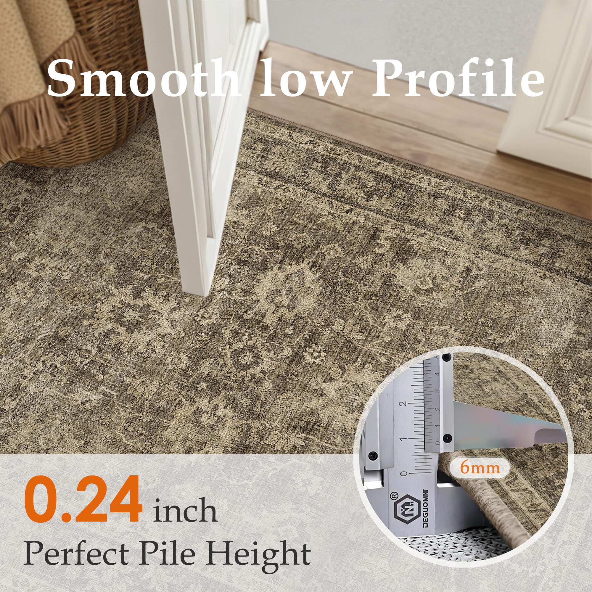 HUGEAR 2x6 distressed-pattern hallway rug