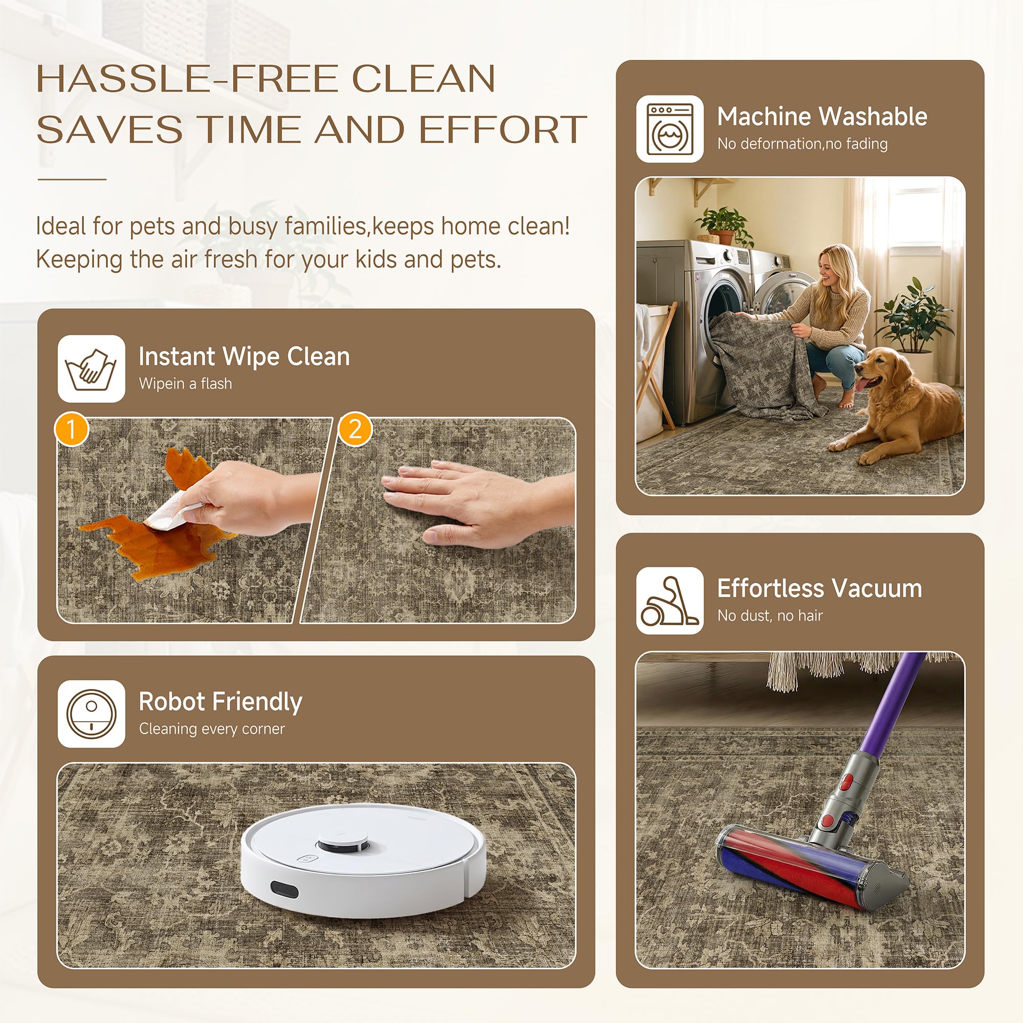 HUGEAR machine washable rug for hallway and entryway