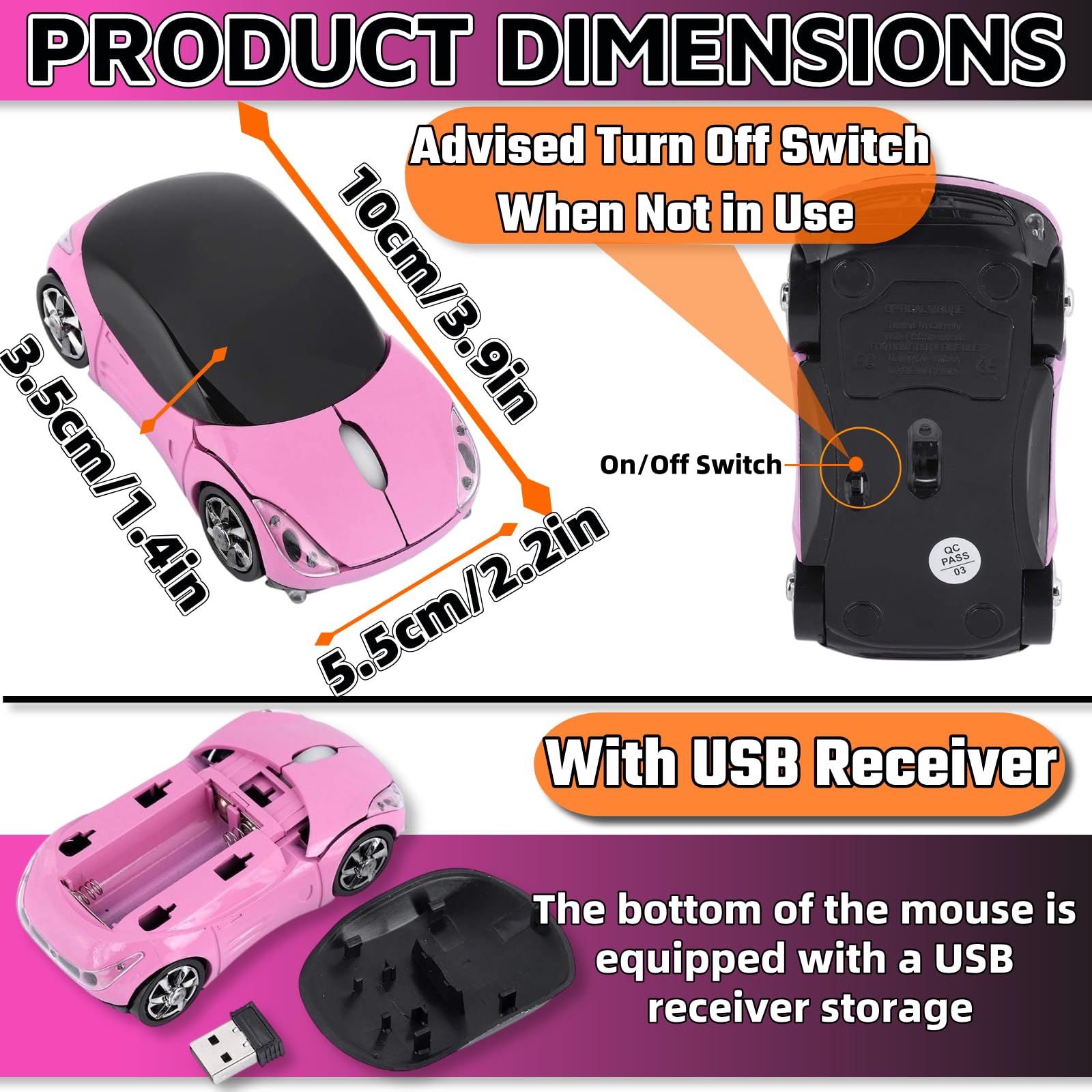 HuGuWdy car mouse with LED lights detail