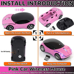 HuGuWdy pink wireless car mouse used with PC Mac tablet