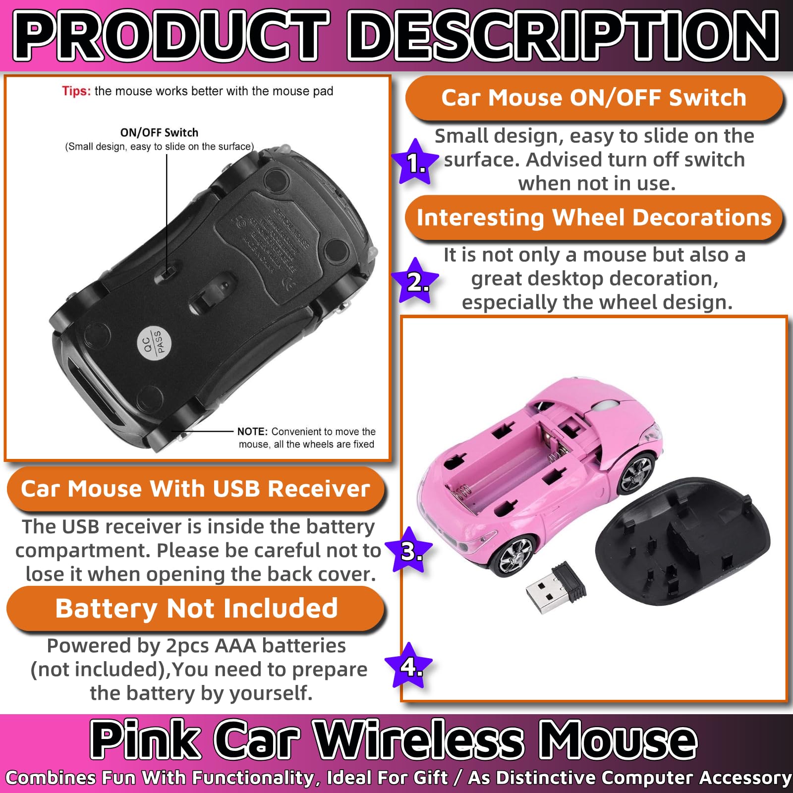 HuGuWdy car mouse battery note not included image