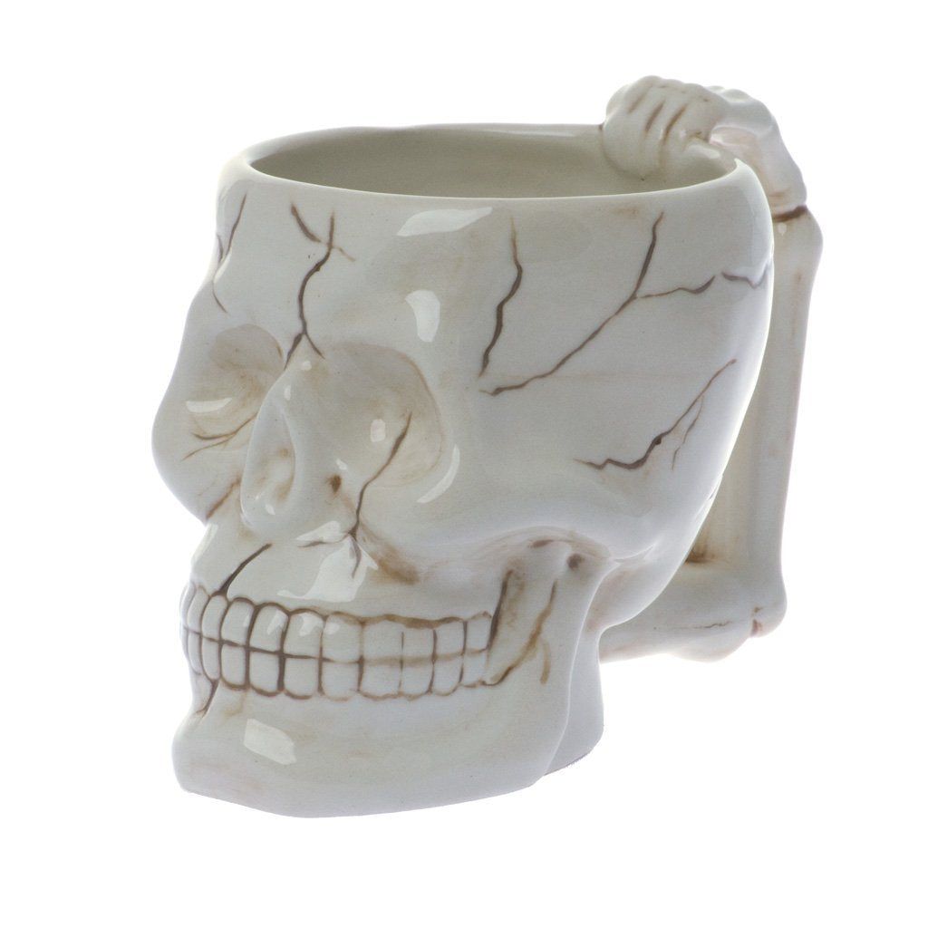 Human Skull Novelty Coffee Mug bone white porcelain
