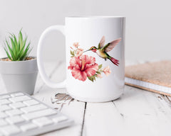 15 oz ceramic coffee mug with hummingbird design