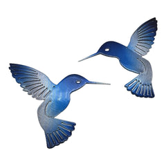 Hummingbird pair lapis blue tinged wall art 6 inch
