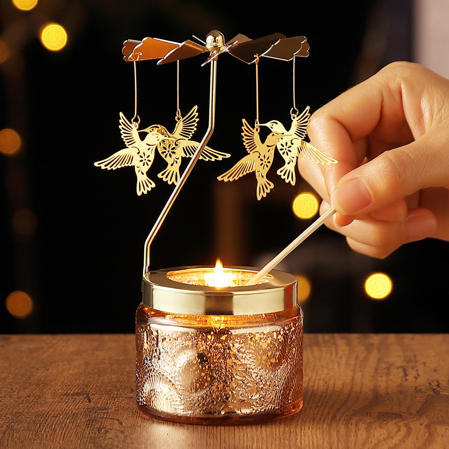 Gift suitable for women and family Hummingbird Rotating Candle
