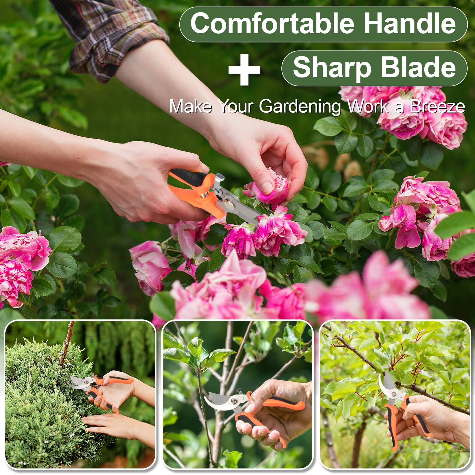 Hungsual pruning shear one hand lock mechanism