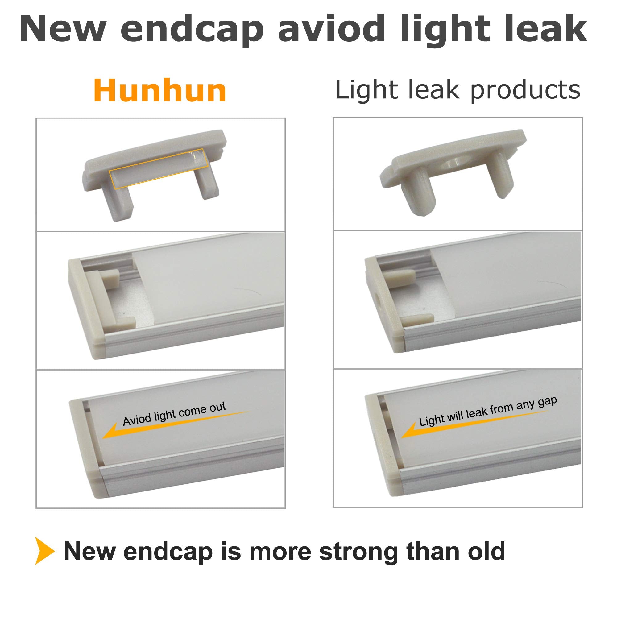 end caps without hole for hunhun u shape led channel