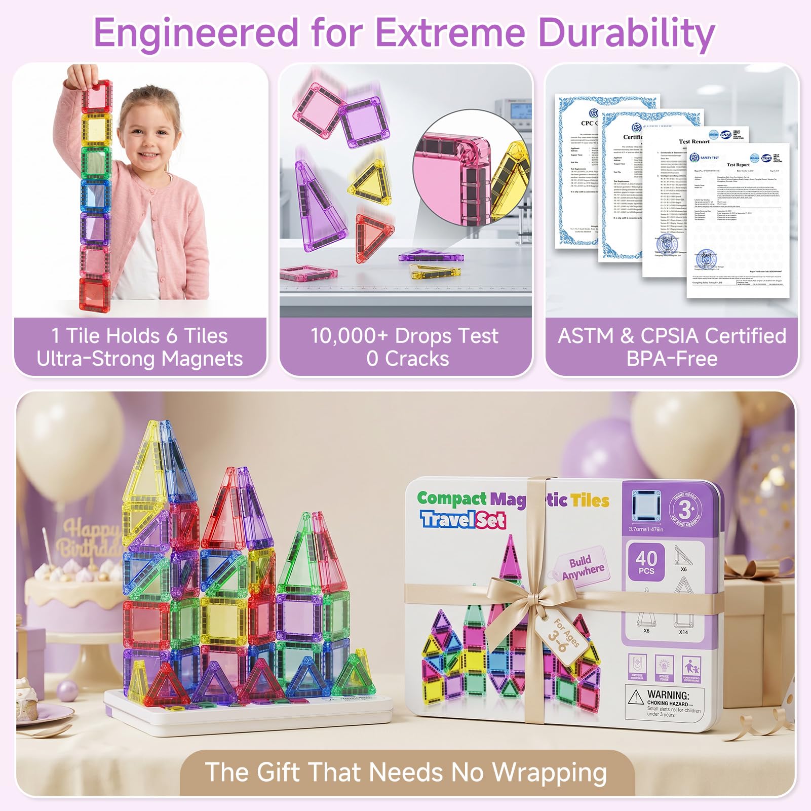 Compact 400g travel toy fits in a diaper bag