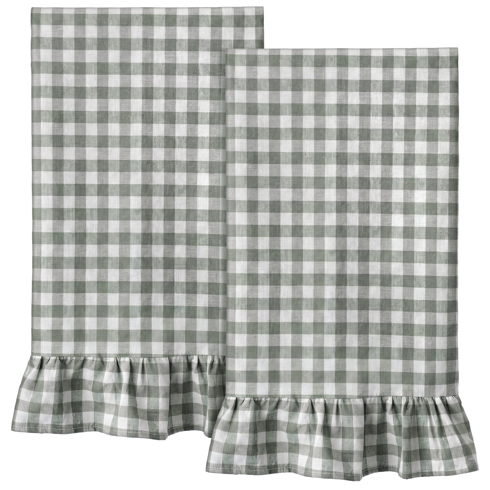 HunnmingRe sage green kitchen towels 18x28 set of 2 cotton