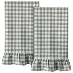 HunnmingRe sage green kitchen towels 18x28 set of 2 cotton