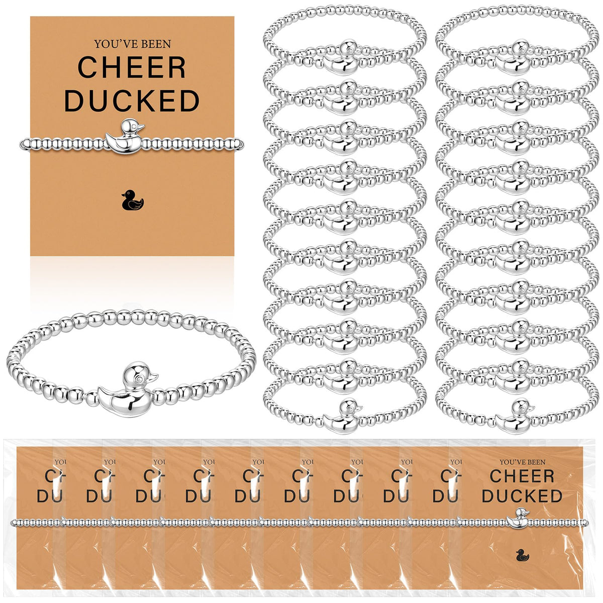 Huquary 20 set cheer duck bracelets silver alloy