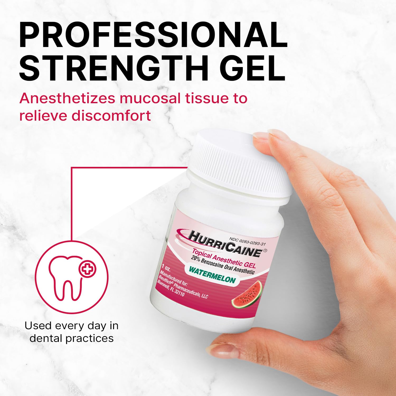 HurriCaine benzocaine 20percent gel 1oz packaging