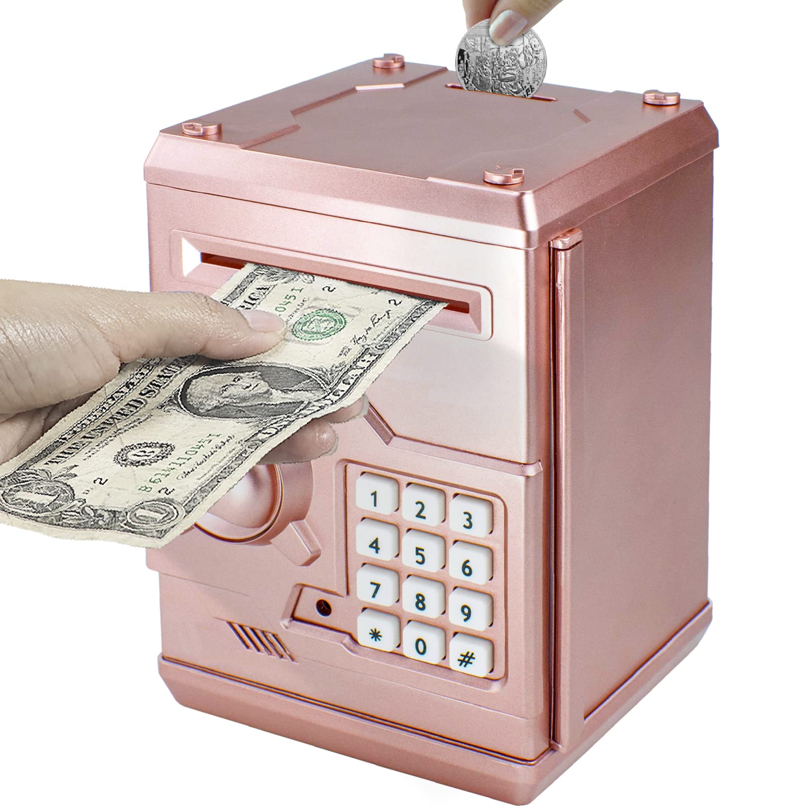 HUSAN piggy banks money banks for kids in rose gold