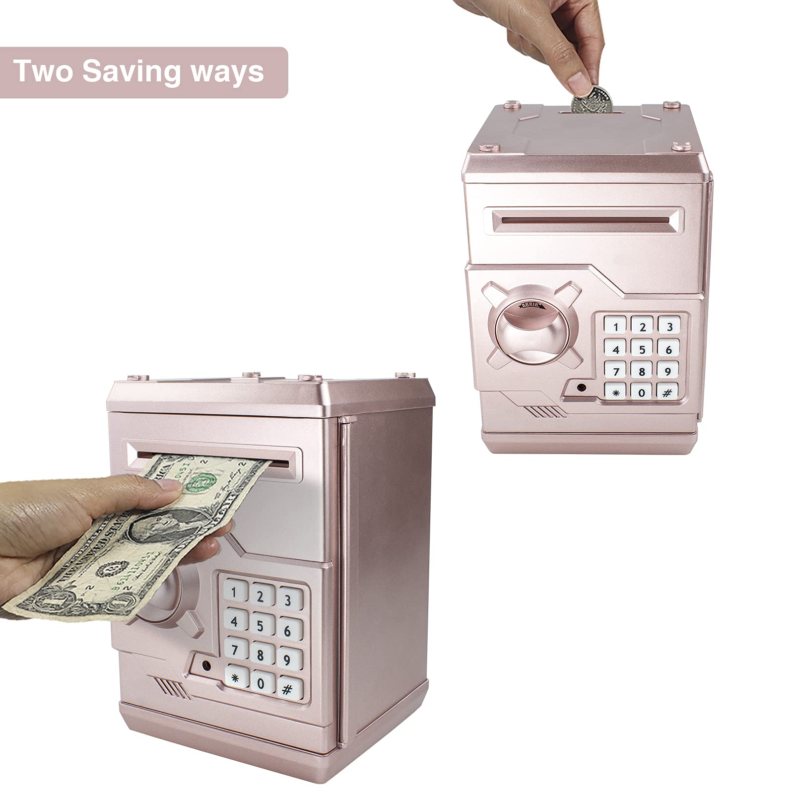 Rose gold piggy bank by HUSAN with password code