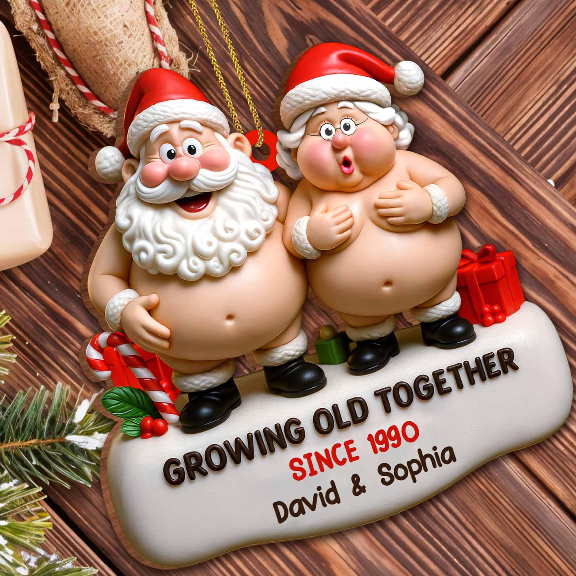 Husband Wife Gifts wooden ornament detail