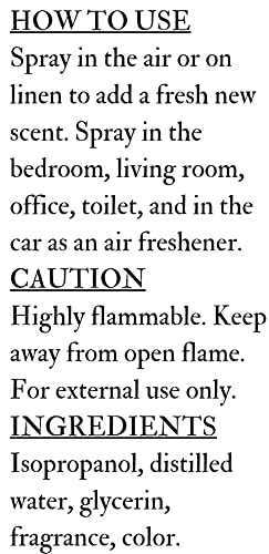 Home and Linen Spray 4oz for room and textiles by Hush Candles