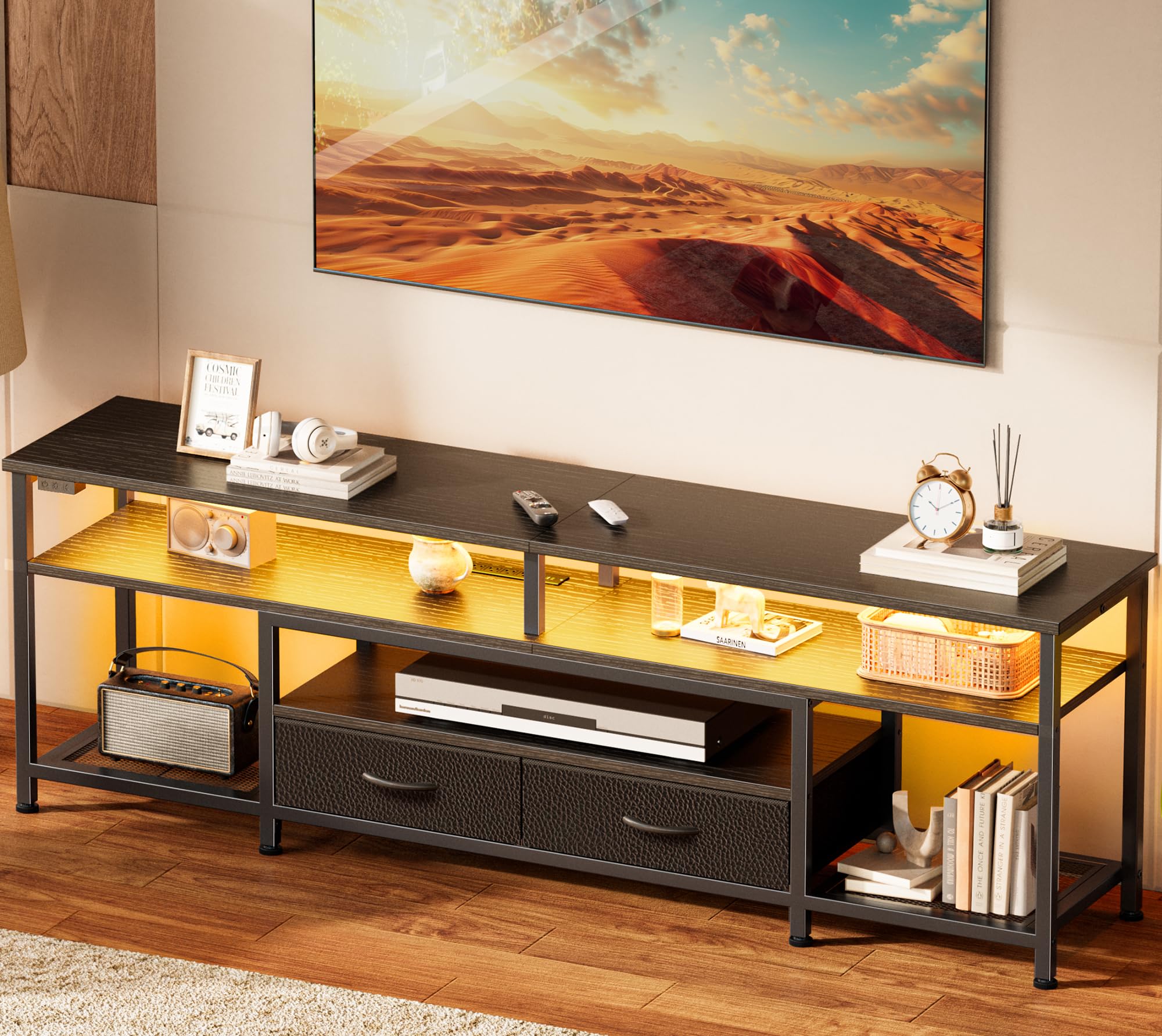 Huuger 63 inch LED TV stand with storage for up to 70 inch TVs