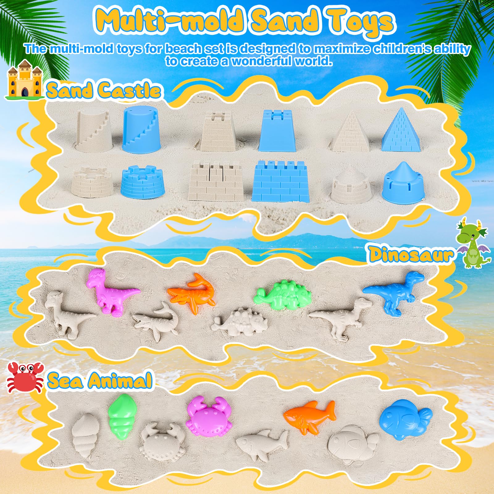 HUUIDY Beach Toys travel friendly beach toy set bag