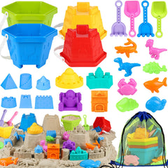 HUUIDY Beach Toys 4 buckets and sand castle kit