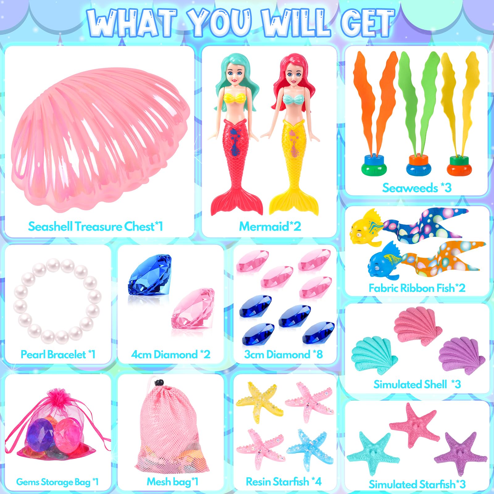 Seaweed pieces with fabric ribbon fish in HUUIDY kit for kids