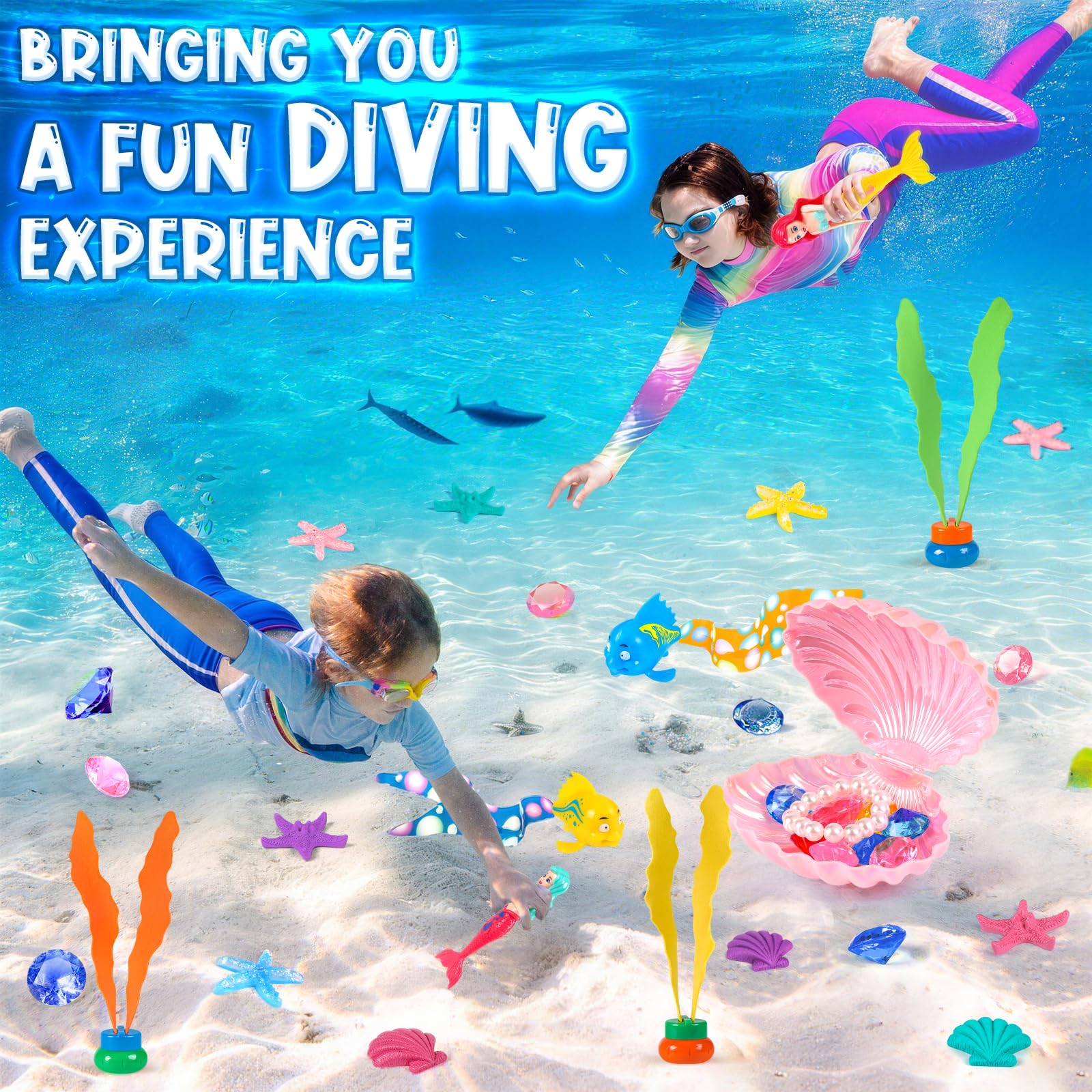 Gift-ready pool toy set for girls ages 3-12 by HUUIDY