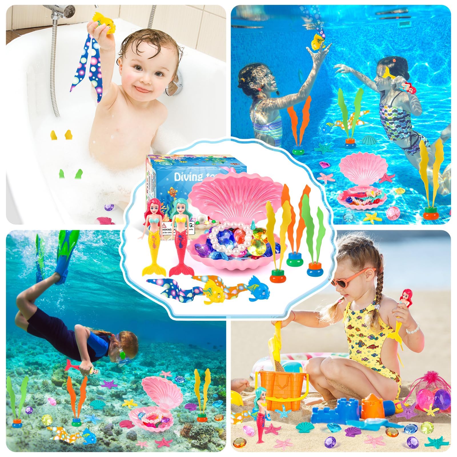 Simulated seashells and starfish included in HUUIDY kit