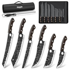 Huusk 8PCS butcher knife set with roll bag