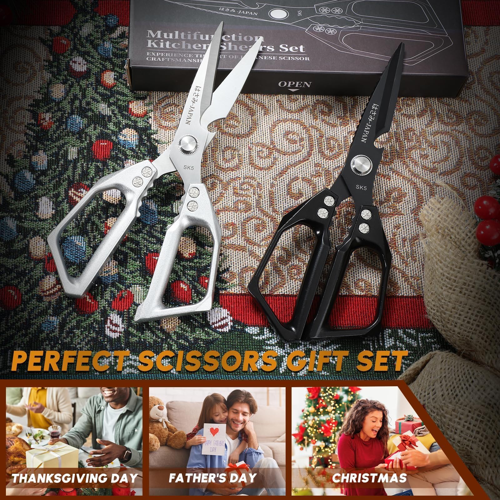 Huusk SK5 steel construction kitchen scissors with durable blades