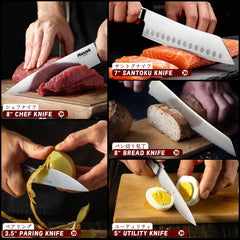 Huusk dishwasher safe knife set with wooden block