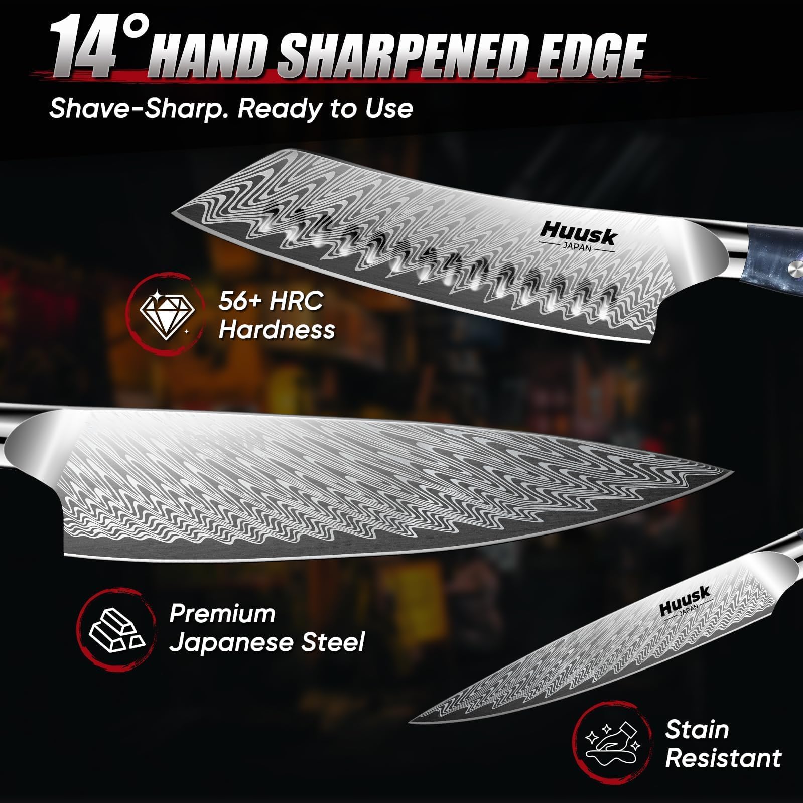 Ergonomic resin handle full tang Huusk knives