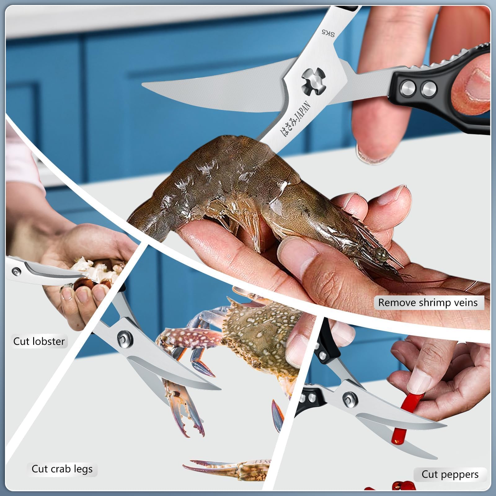 Ergonomic oversized handle for crab shells and long use