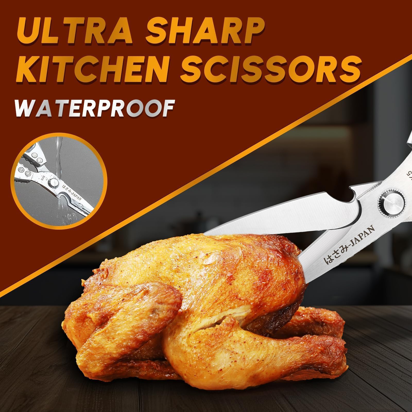 Silver Huusk kitchen shears showcasing premium SK5 steel