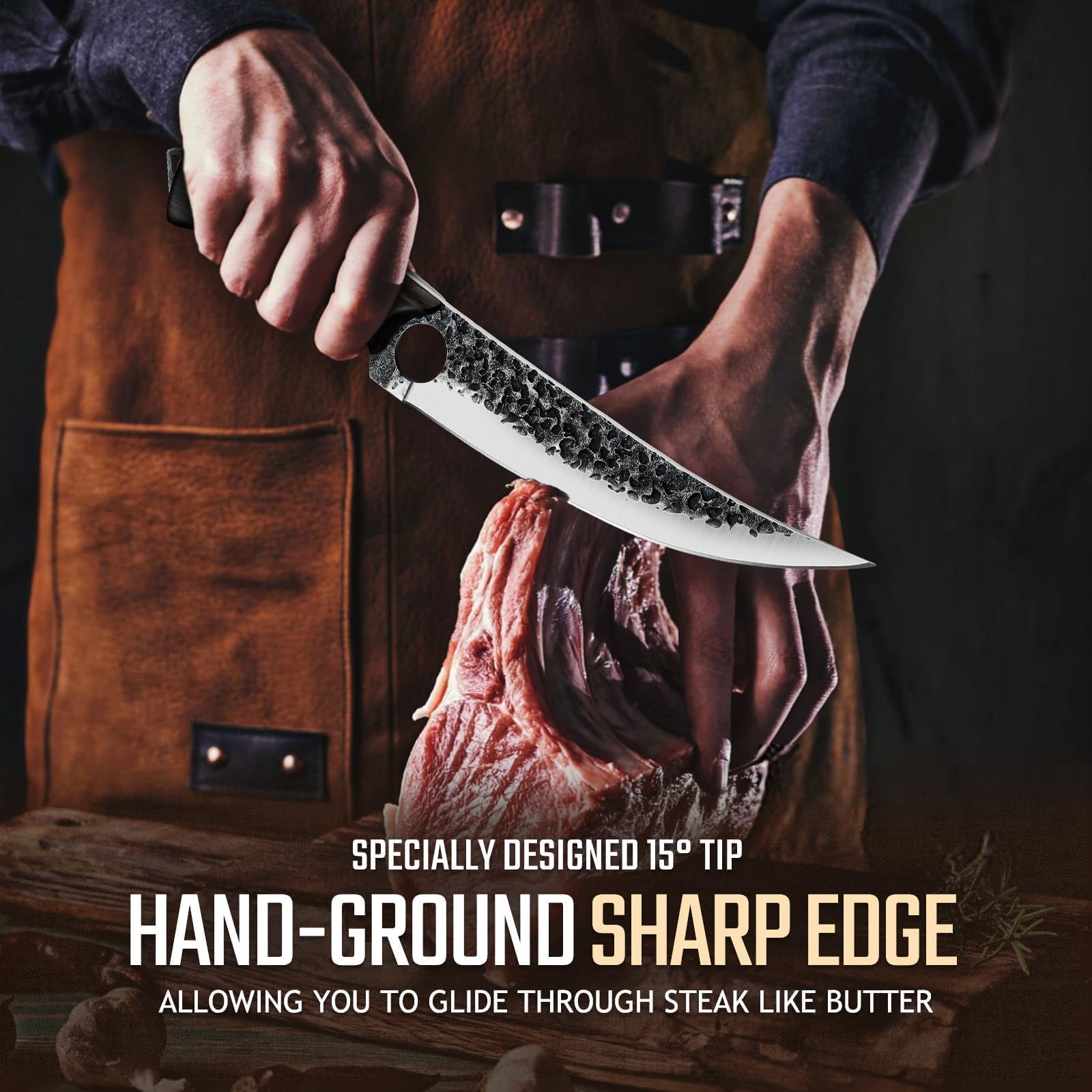 ATS-34 carbon steel boning knife by Huusk Viking