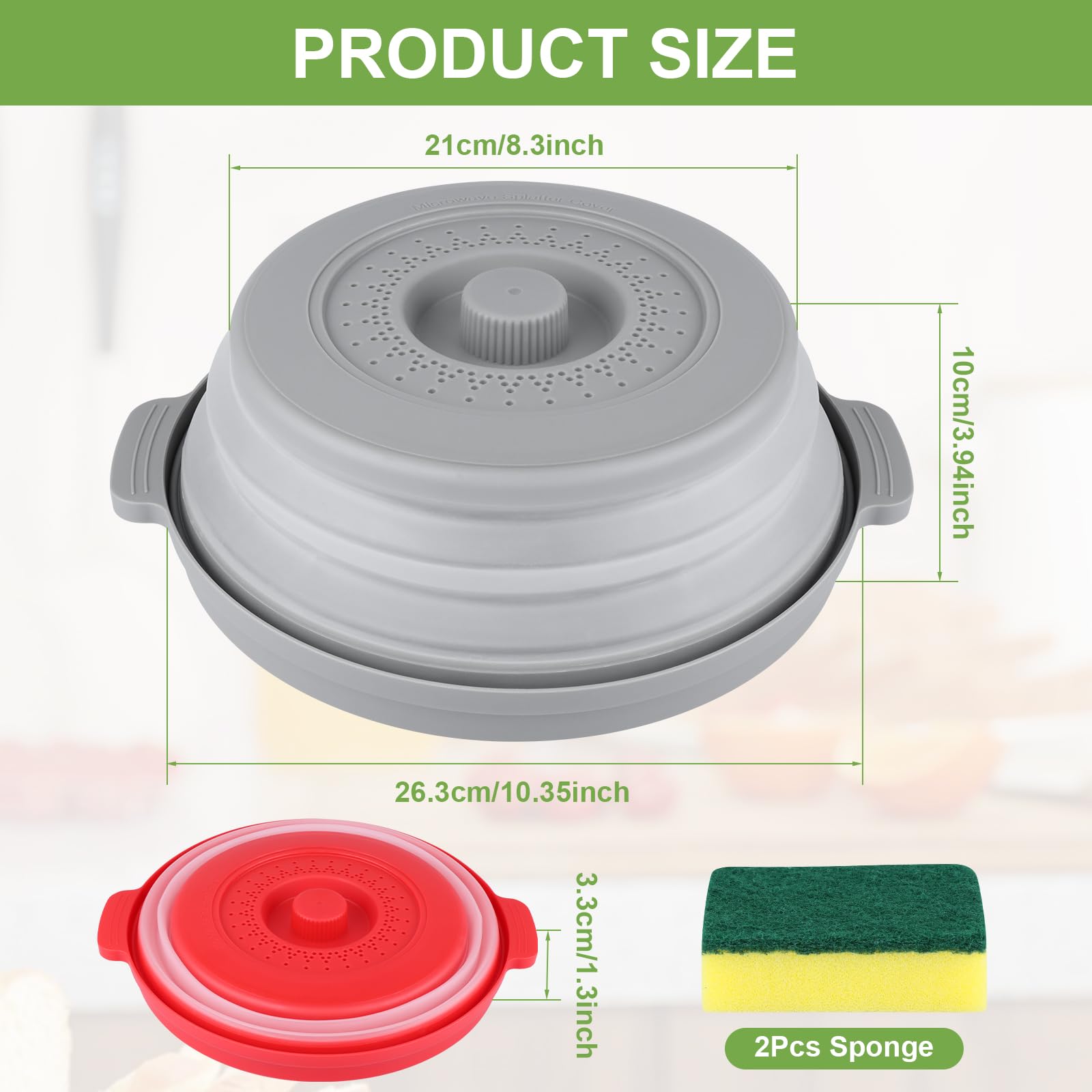 Silicone microwave cover splatter guard with draining tray