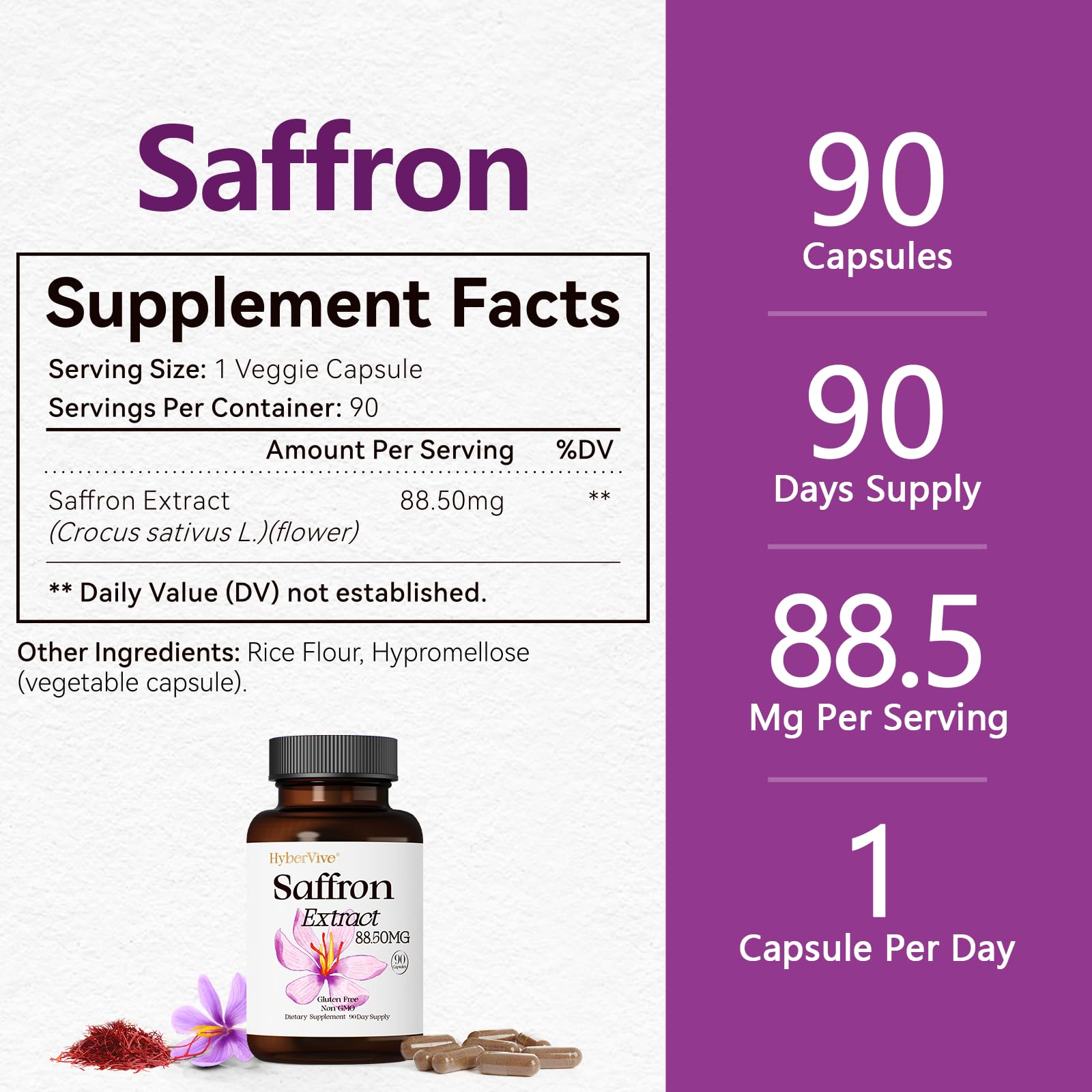 Small easy-to-swallow saffron veggie capsules