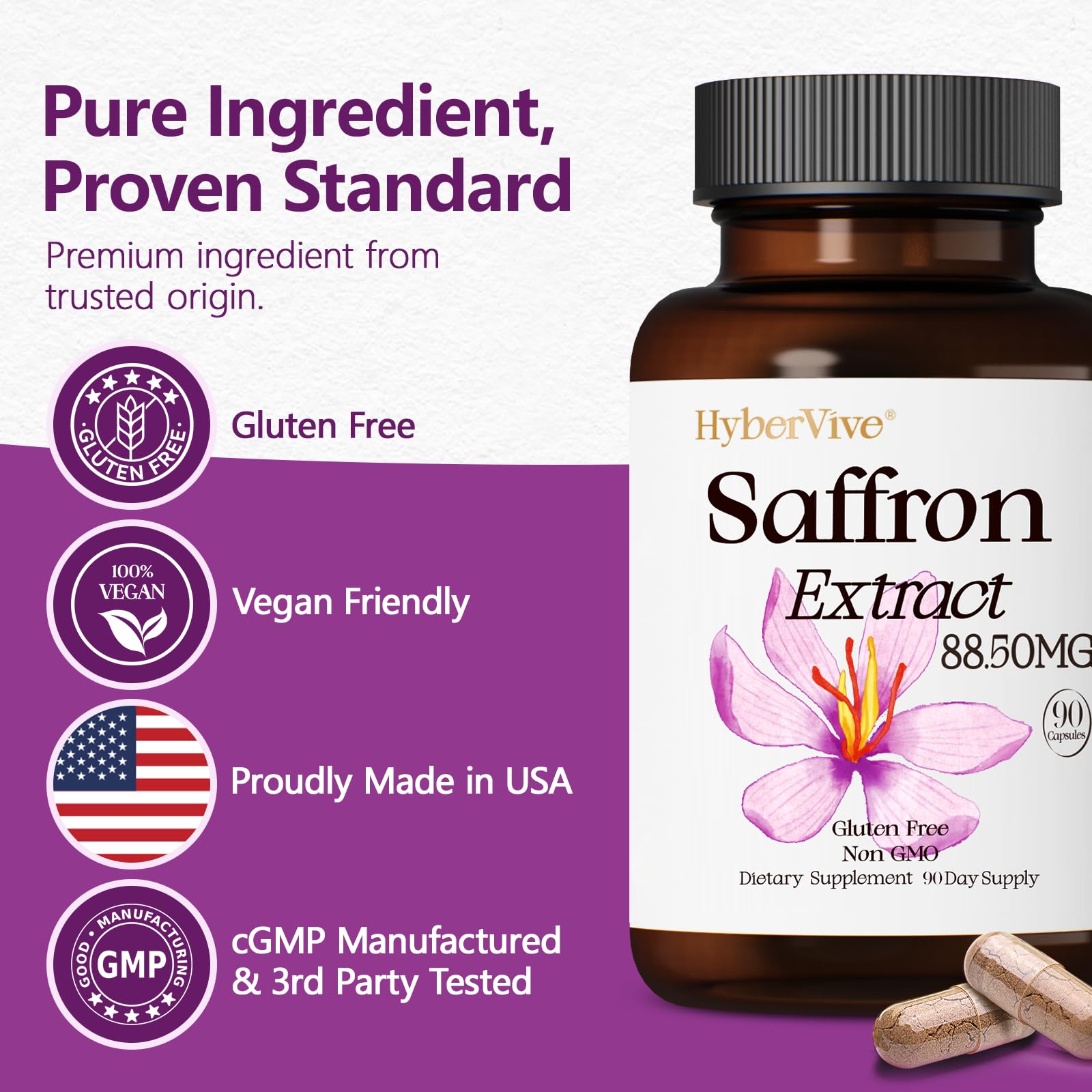 Saffron capsules for stress relief and focus