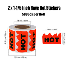 500pcs Hybsk roll of hot flame labels for event use