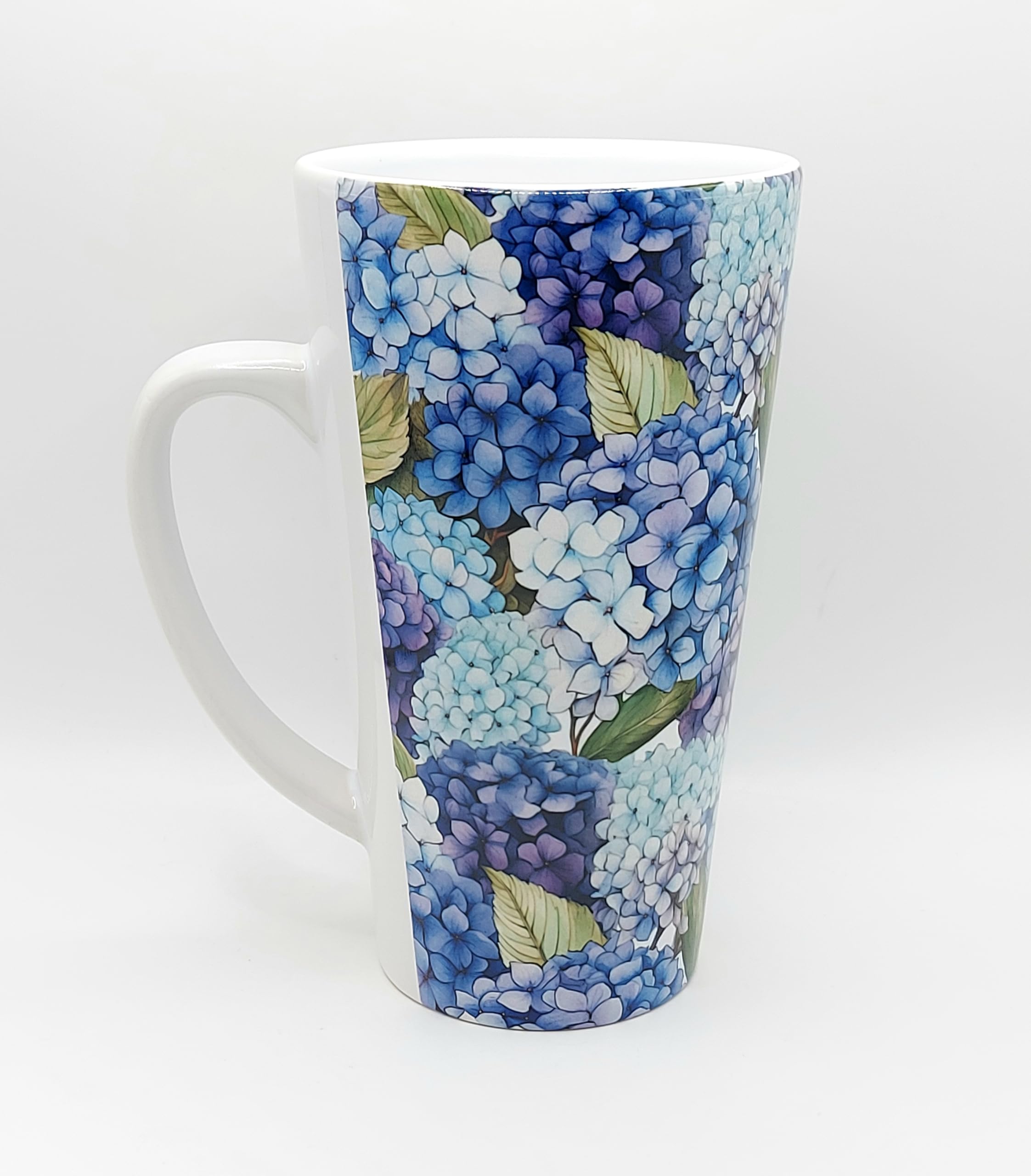 Elegant floral hydrangea mug 17 oz ceramic for coffee or tea